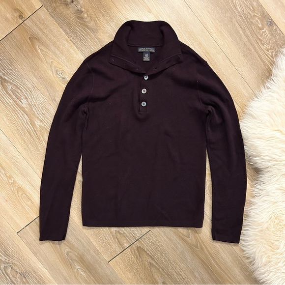 Banana Republic Other - Banana Republic Extra Fine Italian Merino Wool Button Mock Neck Sweater Wine